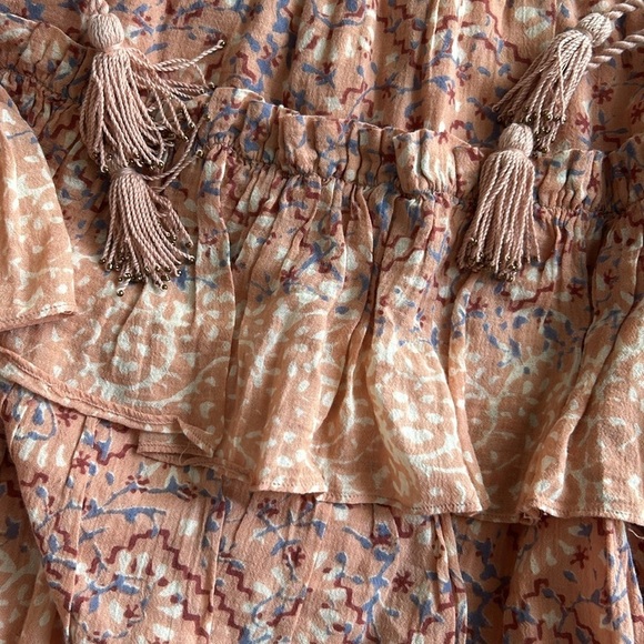 Ulla Johnson Asha Tiered High Waist Skirt Floral Peach Pink - Picture 7 of 7